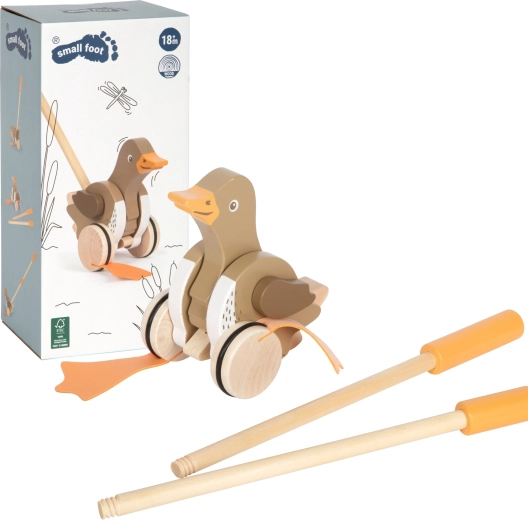 Small Foot patito de madera con palo para empujar