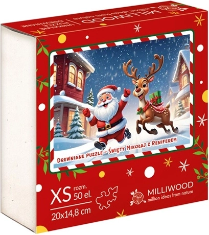 Puzzle de madera MilliWOOD Papá Noel con reno, 50 piezas