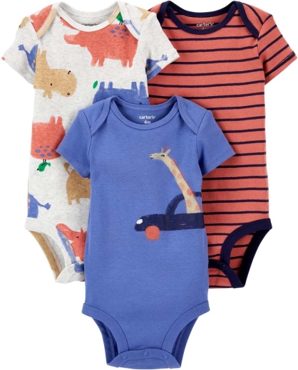 Body para bebé Carter’s de manga corta, marrón-azul, 3 uds (talla 56)