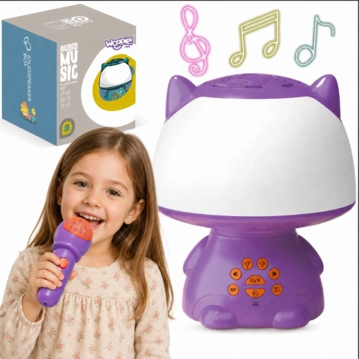 Lámpara RGB multifuncional Woopie con altavoz Bluetooth y micrófono de karaoke morada