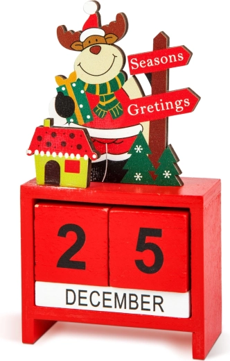 Calendario de mesa navideño de madera MDF - 1 unidad