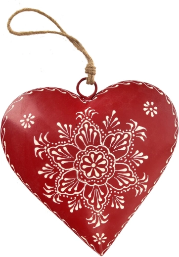 Corazón colgante de hojalata en estilo FOLK