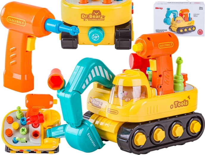 Excavadora infantil desmontable con destornillador eléctrico y herramientas - 1 unidad
