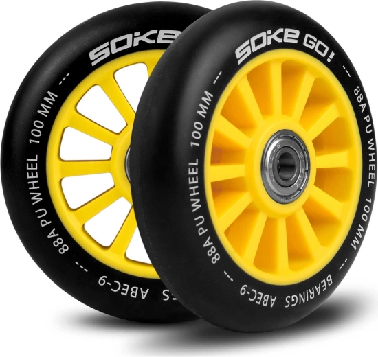 Ruedas amarillas para patinete 100 mm SOKE – set de 2 uds