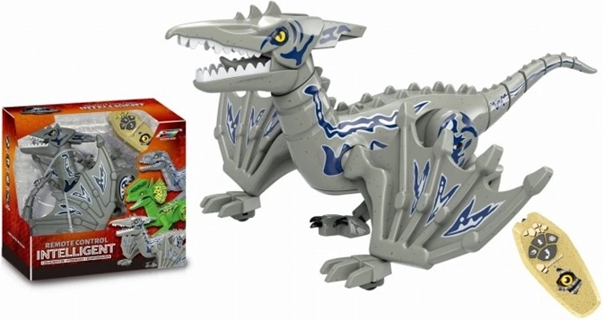 Dinosaurio teledirigido gris con alas