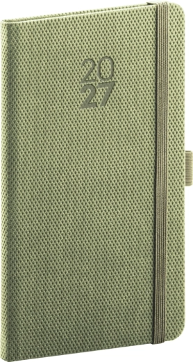Agenda de bolsillo Notique Diamante 2027 oliva 9 × 15,5 cm