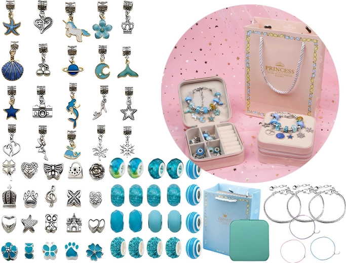 Set para hacer joyas en tonos azules con estuche