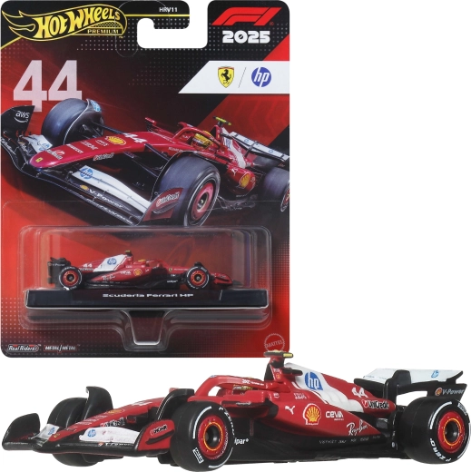 Hot Wheels Premium Fórmula 1 2025 Scuderia Ferrari HP #44 Lewis Hamilton – modelo de coche 1:64 - 1 unidad