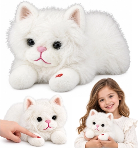 Gato de peluche interactivo blanco con maullido, 40 cm