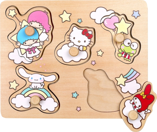 Rompecabezas de madera encajable con asas Hello Kitty