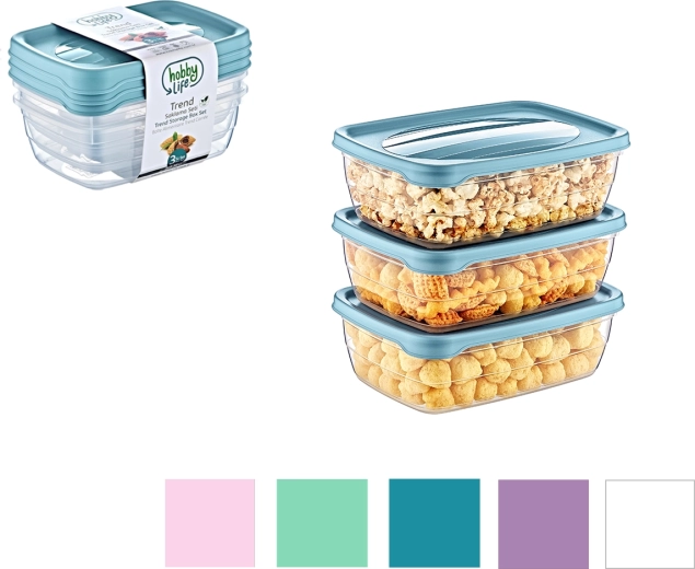 Set de 3 recipientes rectangulares Trend Box 0,3 l