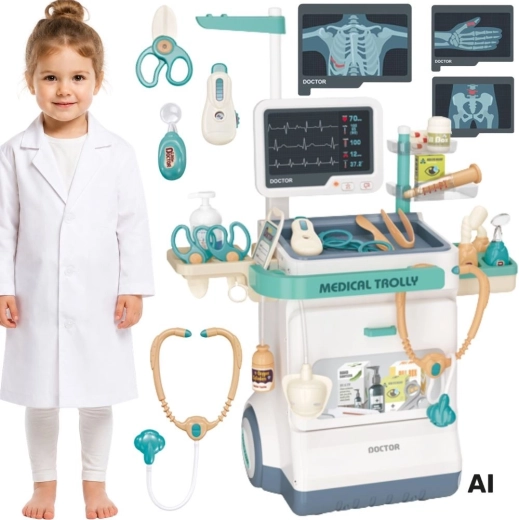 Woopie carrito médico pequeño doctor con EKG, sonido y luz - 1 unidad