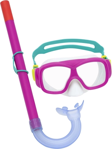 Set rosa de snorkel BESTWAY: máscara y tubo de snorkel para niños y jóvenes