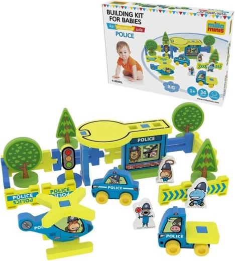 Millaminis gran comisaría de policía baby soft, construcción de espuma de 34 piezas