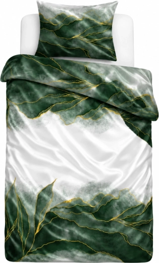 Ropa de cama de satén de algodón NOBILE mármol verde 140 × 200 cm