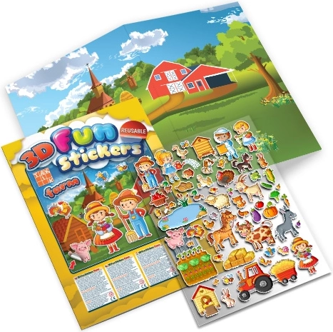 Granja alegre con pegatinas 3D