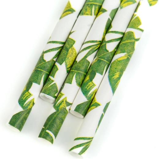 Pajitas de papel con motivo de jungla, 197 × 6 mm, 25 unidades