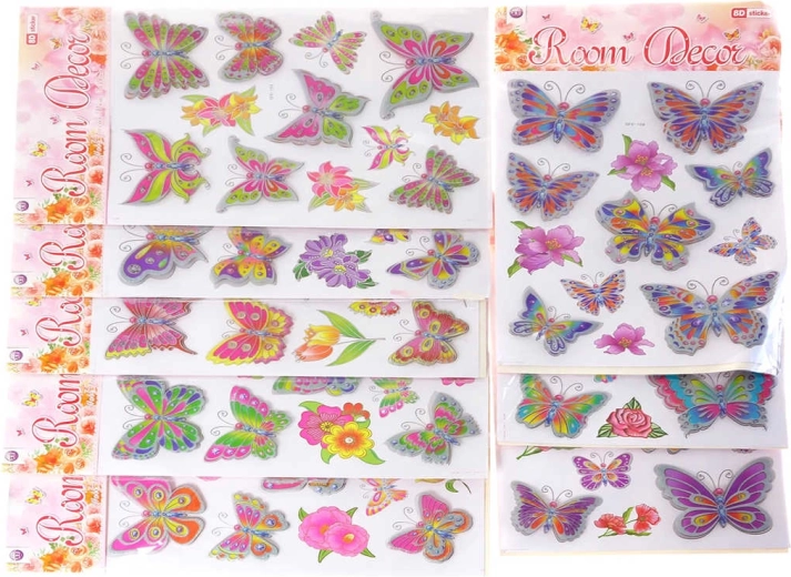 Pegatinas 2D/3D de mariposas con purpurina para la pared (12 uds)