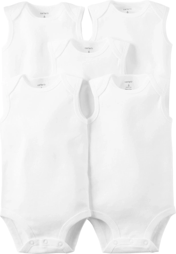 CARTER'S bodies sin mangas en paquete de 5 uds, blanco neutro - 1 pieza – NB/talla 56