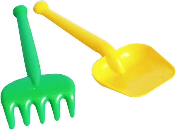 Juego de jardín de plástico para niños – pala y rastrillo pequeños