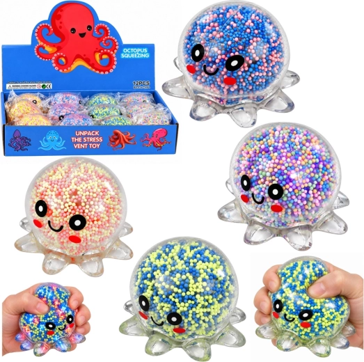 Pulpo antiestrés sensorial para estrujar con luz y bolitas - 1 unidad