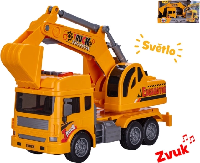 Excavadora de construcción con luz y sonido con sistema de fricción 27 cm