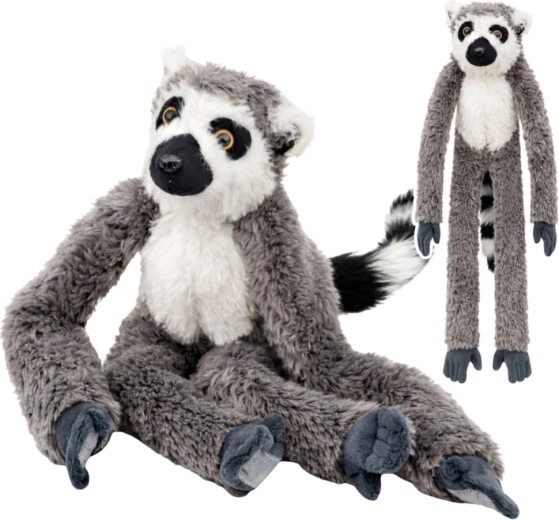 Lémur de peluche – juguete acogedor con velcros en las patas, 50 cm