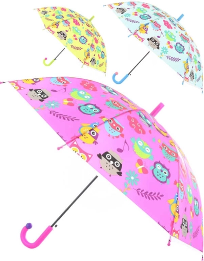 Paraguas infantil automático con búhos 83 × 66 cm - 1 unidad