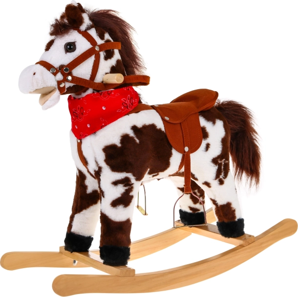 Caballito balancín de peluche con efectos interactivos, madera y plus