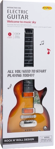 Guitarra eléctrica para niños con auriculares y micrófono – Madera oscura