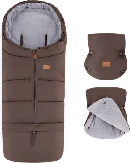 Petite&Mars set de saco de invierno Jibot 3v1 y manoplas para cochecito Jasie dark walnut