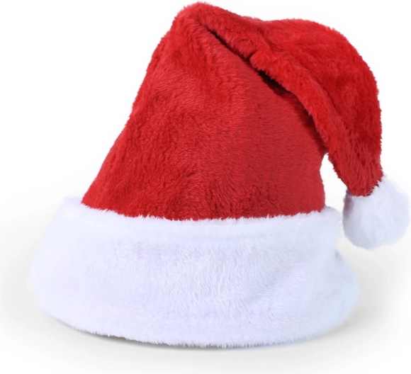 Gorro navideño rojo con ribete blanco y pompón