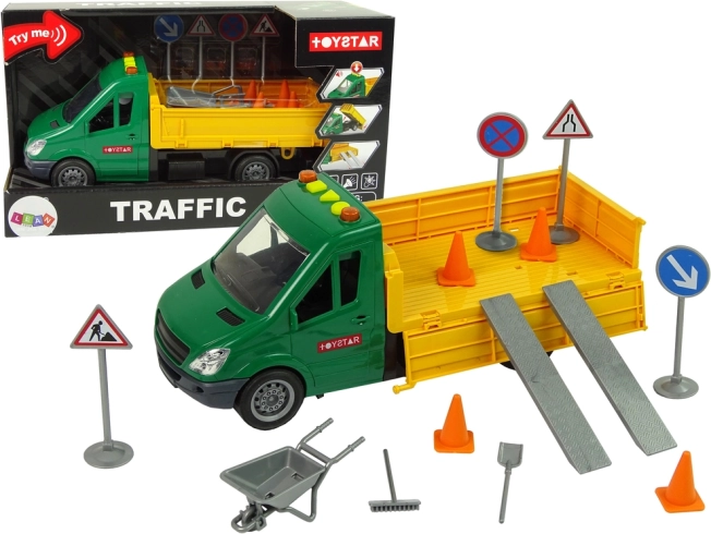 Camión volquete de carretera con propulsión por fricción y accesorios de tráfico