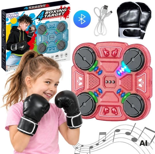 Saco de boxeo musical inteligente WOOPIE con Bluetooth, rosa