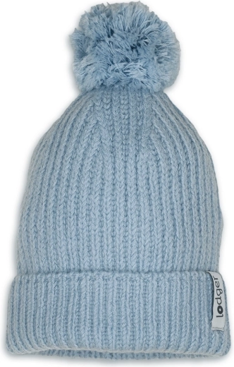 Gorro de punto de merino Lodger Blue Fogg con pompón 3–6 meses