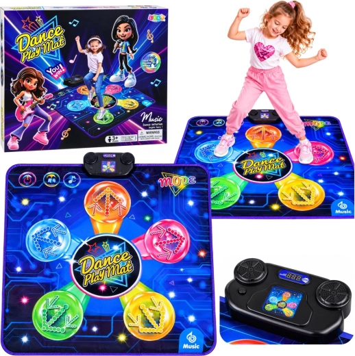 Alfombrilla de baile interactiva con música e iluminación LED de 90 × 90 cm