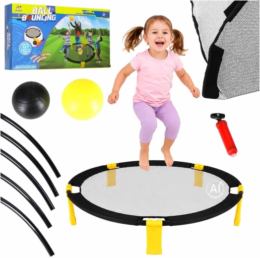 Set de Roundnet: juego de habilidad en equipo con red de rebote circular y 2 pelotas