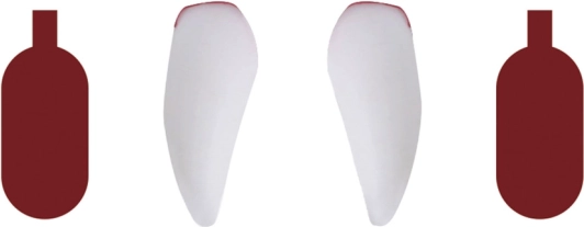Dientes de vampiro con sangre falsa