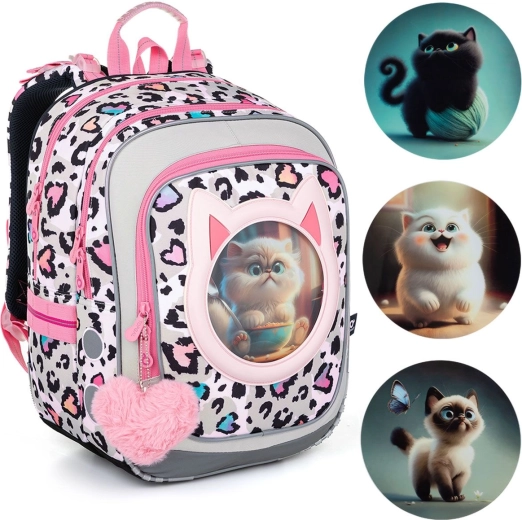 Mochila escolar ligera Topgal Endy con gatitos