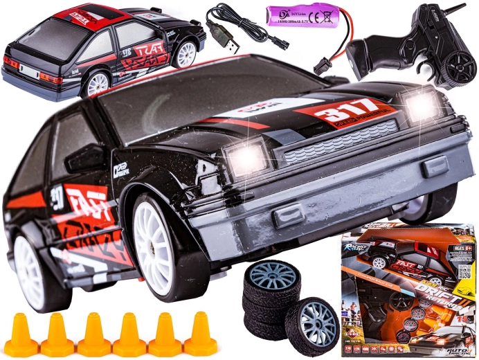 Coche drift RC 1:24 4WD 2,4 GHz negro - 1 unidad