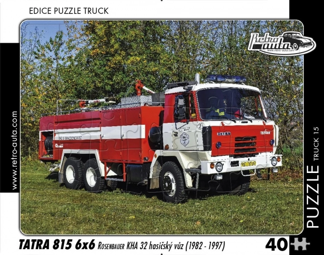 Puzzle retro coches Tatra 815 6x6 Rosenbauer KHA 32 camión de bomberos 40 piezas