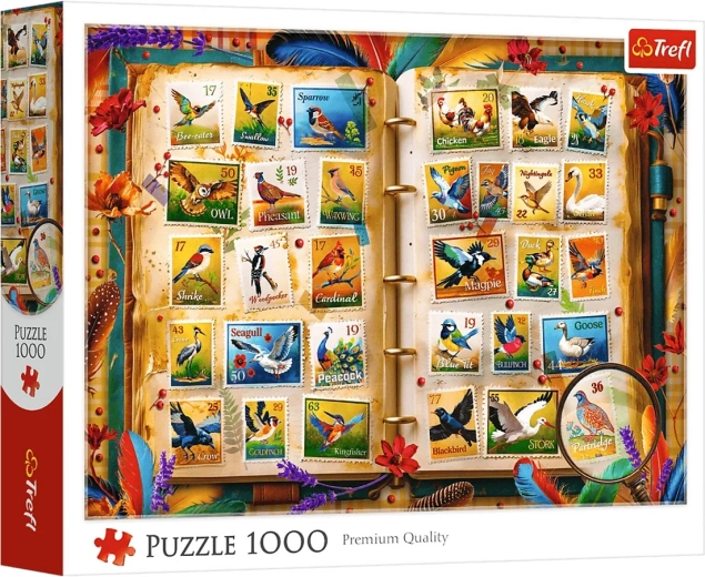 Puzzle Trefl de 1000 piezas atlas de aves – colección de sellos