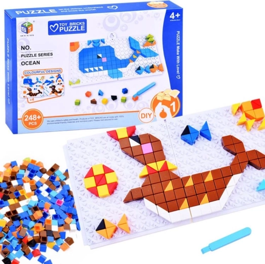 rompecabezas de mosaico colorido 4 en 1 océano – imágenes creativas de píxeles