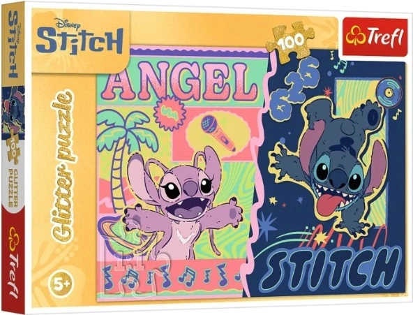 Puzle de 100 piezas con purpurina "Brillo hawaiano" Stitch (Disney) - 1 unidad