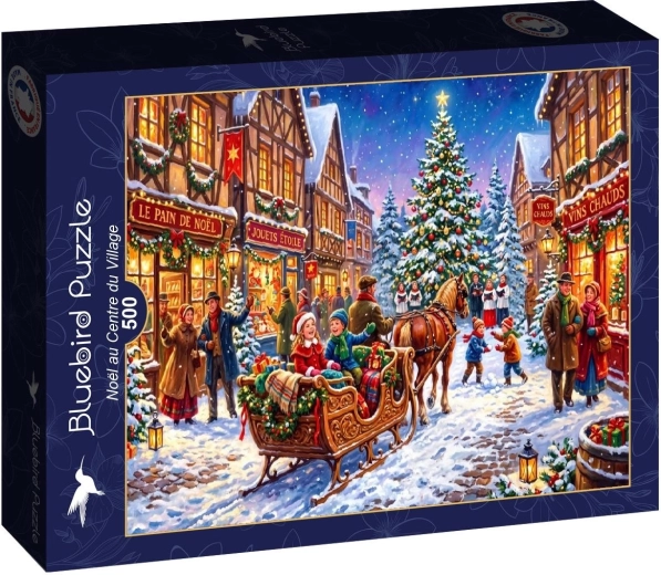 Puzzle Bluebird Navidad en la plaza del pueblo, 500 piezas