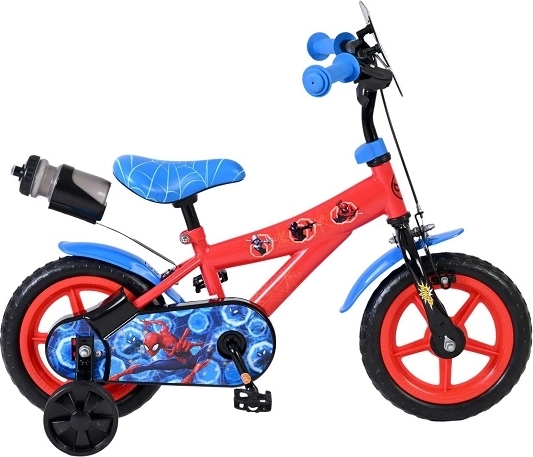 Bicicleta infantil Spider-Man 12″ con ruedines y bidón