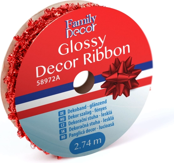 Cinta decorativa brillante de 2,74 m, roja