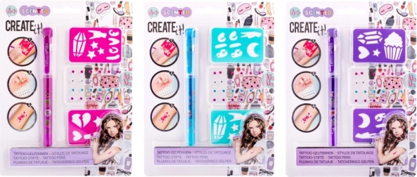 Kit de tatuajes CREATE IT! con bolígrafo de gel perfumado y plantillas
