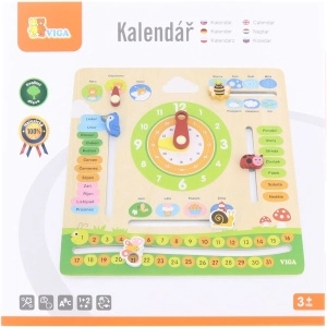 Calendario educativo de madera con reloj Viga – checo