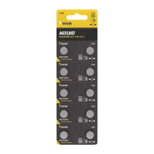 Batería alcalina de botón Technik Platinum AG7 / LR57 / 395 1,5 V – paquete de 10 uds.